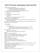 ASU) ASM 275 Forensic Anthropology Final Exam 2023