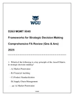 D263 MGMT 5040 (FRAMEWORKS FOR STRATEGIC DECISION MAKING) COMPREHENSIVE FA REVIEW