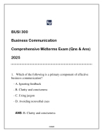 BUSI 300 (Business Communication) Midterms Exam (Qns & Ans) 2025