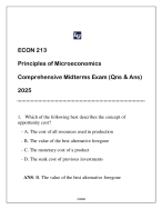 BUSI 310 (Principles of Microeconomics) Midterms Exam (Qns & Ans) 2025.
