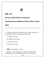 BIBL 104 (Survey of Old & New Testament) Midterms Exam (Qns & Ans) 2025