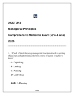 ACCT 212 (Managerial Principles) Midterms Exam (Qns & Ans) 2025