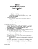 Drexel) BIO 101 General Biology Primates Final Exam Review 2024