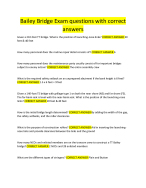 Bailey Bridge Exam questions with correct answers